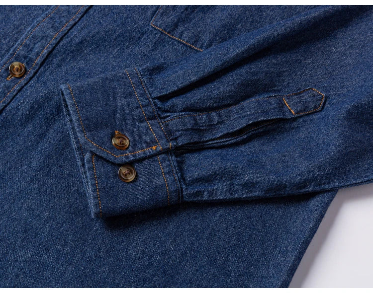 Men’s 100% Cotton Western Denim Shirt – Long Sleeve Workwear - Inarah Trade Ltd
