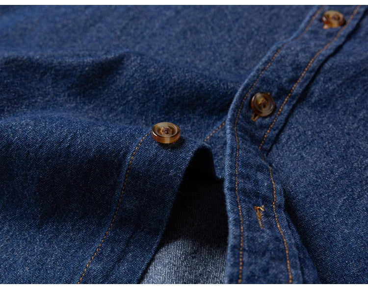 Men’s 100% Cotton Western Denim Shirt – Long Sleeve Workwear - Inarah Trade Ltd