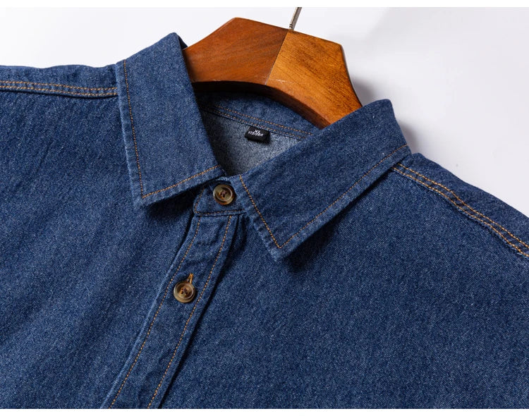 Men’s 100% Cotton Western Denim Shirt – Long Sleeve Workwear - Inarah Trade Ltd