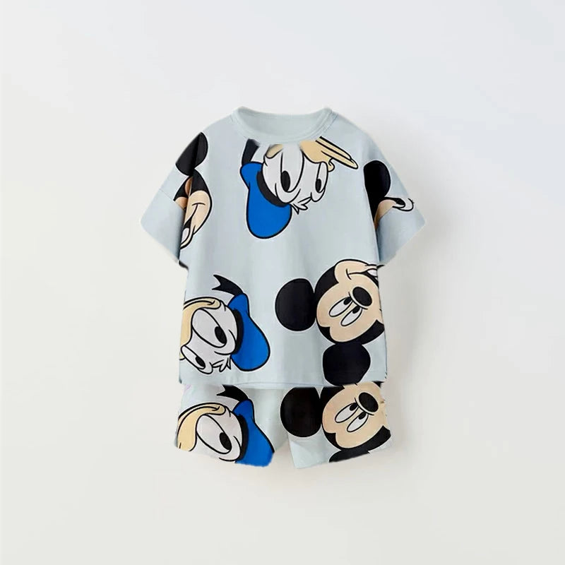 Kids Cartoon T-Shirt & Shorts Set – Donald Duck Print (2-Piece) - Inarah Trade Ltd