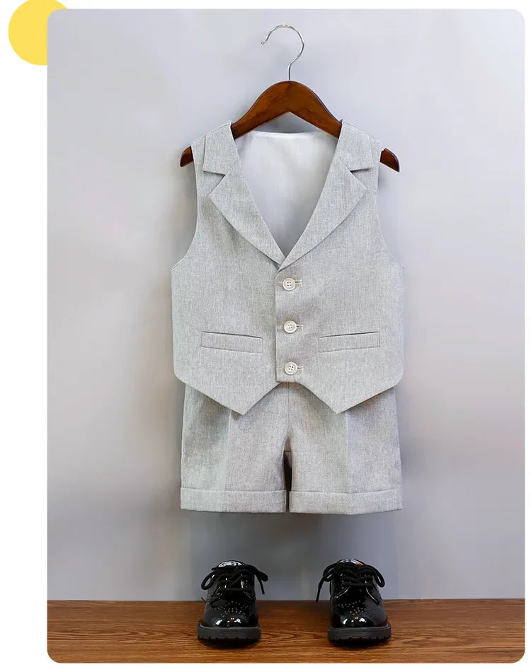 JUCPKID Boys' Formal Vest & Shorts Set – Summer Suit for Wedding. - Inarah Trade Ltd