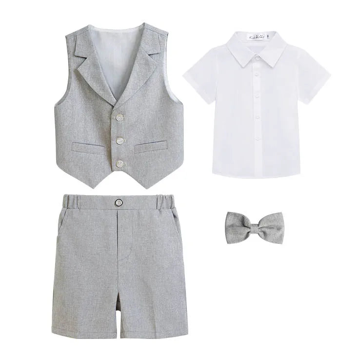 JUCPKID Boys' Formal Vest & Shorts Set – Summer Suit for Wedding. - Inarah Trade Ltd