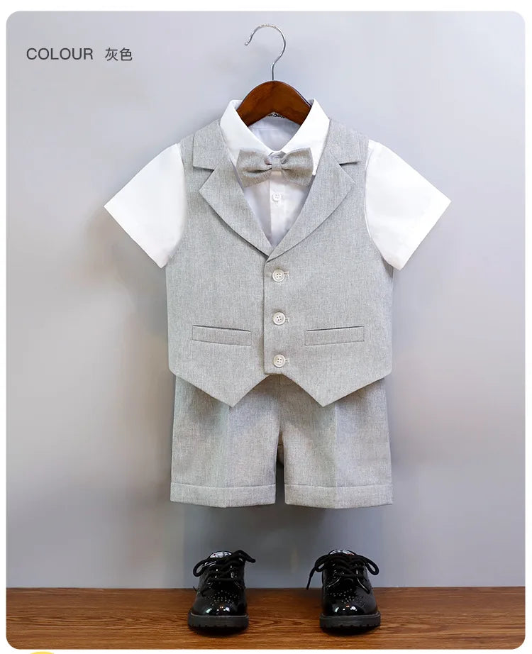 JUCPKID Boys' Formal Vest & Shorts Set – Summer Suit for Wedding. - Inarah Trade Ltd