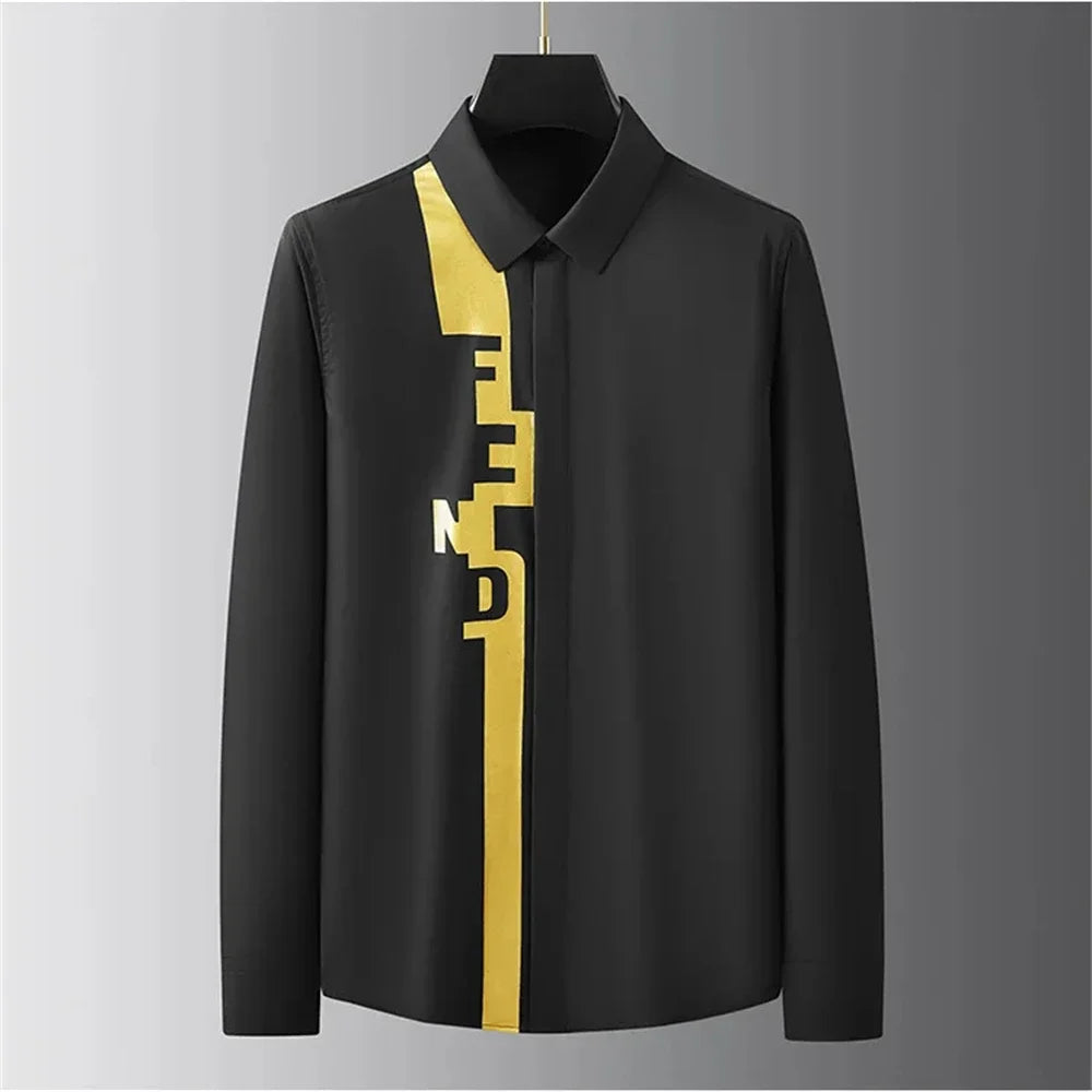 Men’s Luxury Printed Long Sleeve Shirt – Streetwear Style, Plus Size - Inarah Trade Ltd