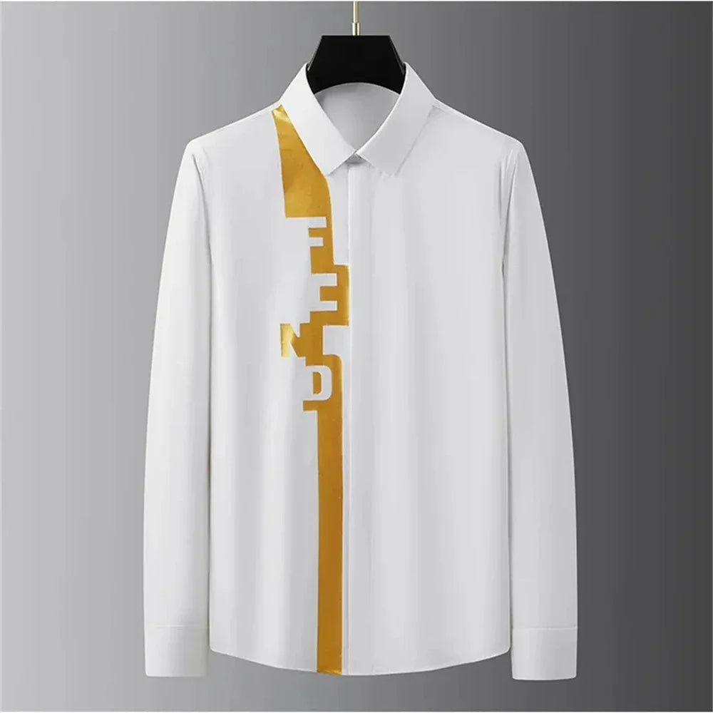 Men’s Luxury Printed Long Sleeve Shirt – Streetwear Style, Plus Size - Inarah Trade Ltd