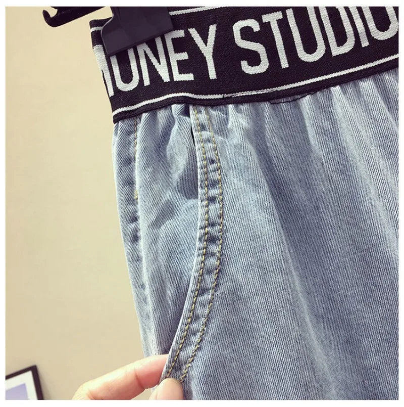 2025 Summer Korean Two-Piece Set – Lace-Up Top & Denim Jeans - Inarah Trade Ltd