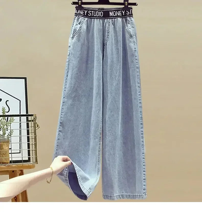 2025 Summer Korean Two-Piece Set – Lace-Up Top & Denim Jeans - Inarah Trade Ltd