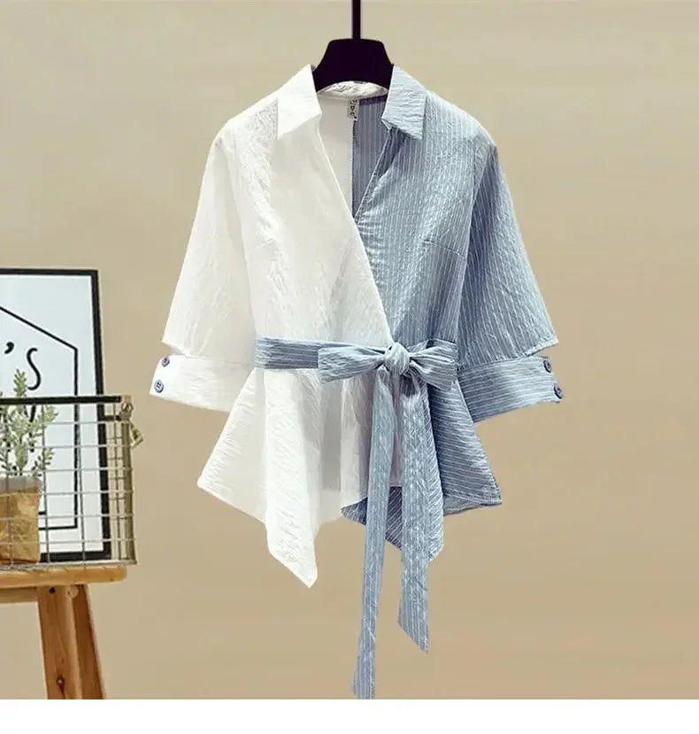 2025 Summer Korean Two-Piece Set – Lace-Up Top & Denim Jeans - Inarah Trade Ltd