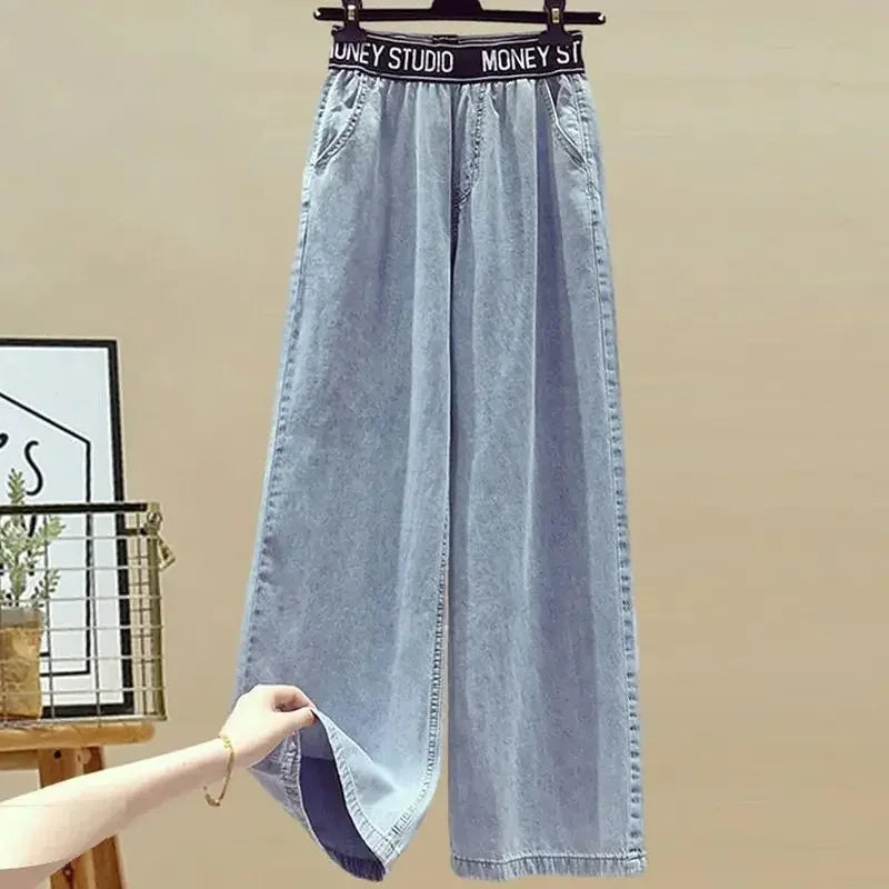 2025 Summer Korean Two-Piece Set – Lace-Up Top & Denim Jeans - Inarah Trade Ltd