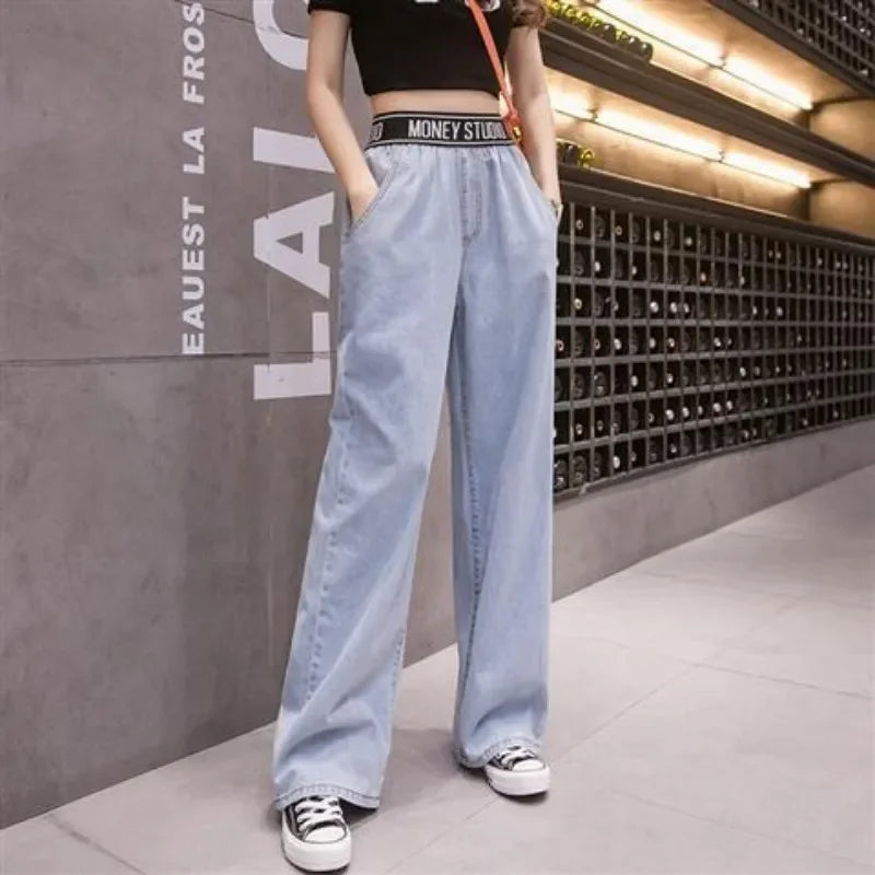 2025 Summer Korean Two-Piece Set – Lace-Up Top & Denim Jeans - Inarah Trade Ltd