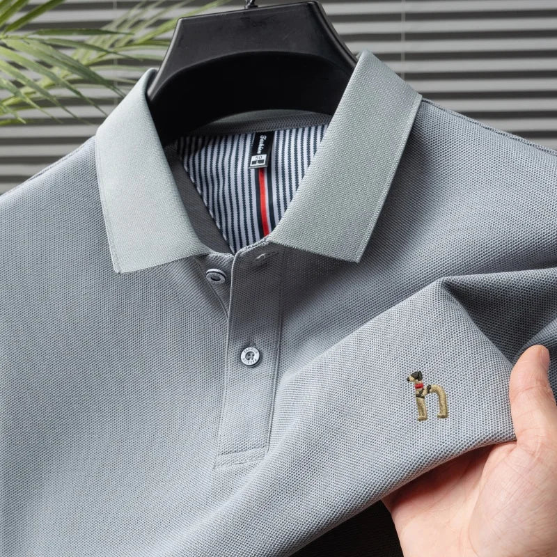 Men’s Luxury Cotton Polo Shirt Short Sleeve Embroidered, Summer Casual - Inarah Trade Ltd