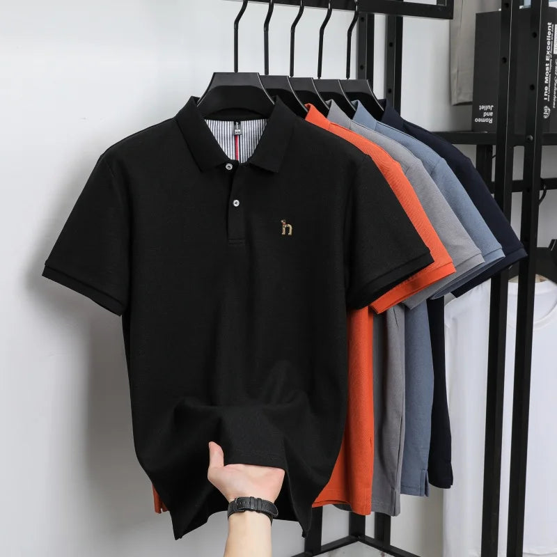 Men’s Luxury Cotton Polo Shirt Short Sleeve Embroidered, Summer Casual - Inarah Trade Ltd