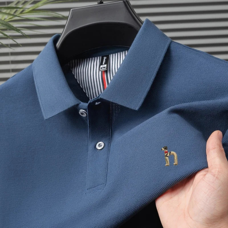 Men’s Luxury Cotton Polo Shirt Short Sleeve Embroidered, Summer Casual - Inarah Trade Ltd