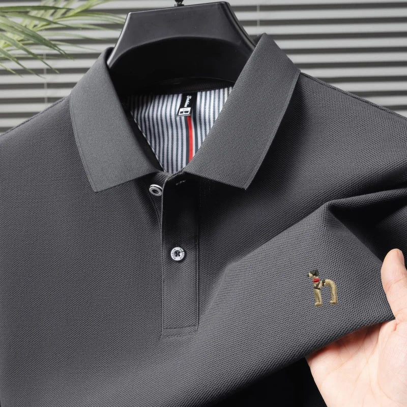 Men’s Luxury Cotton Polo Shirt Short Sleeve Embroidered, Summer Casual - Inarah Trade Ltd