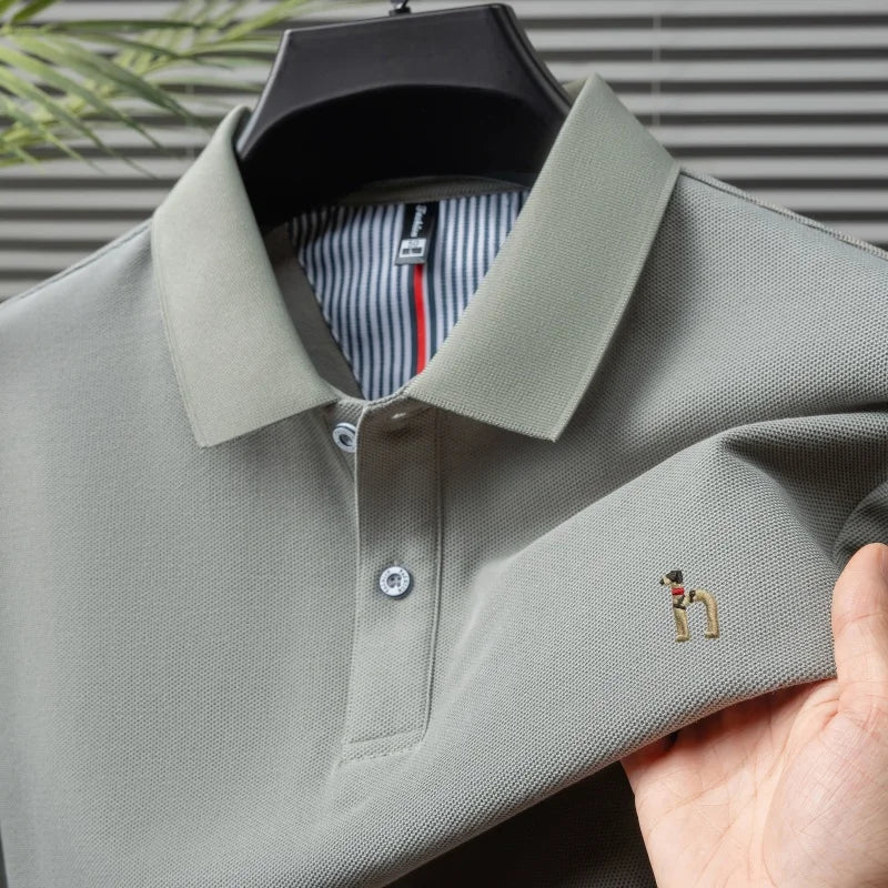 Men’s Luxury Cotton Polo Shirt Short Sleeve Embroidered, Summer Casual - Inarah Trade Ltd