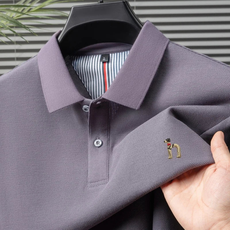 Men’s Luxury Cotton Polo Shirt Short Sleeve Embroidered, Summer Casual - Inarah Trade Ltd