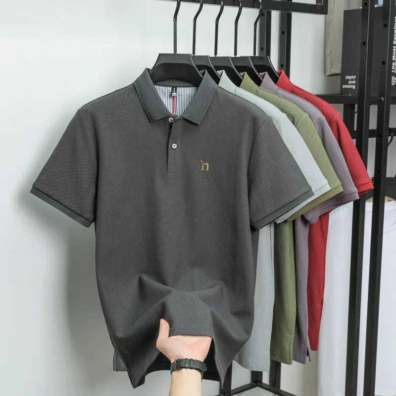 Men’s Luxury Cotton Polo Shirt Short Sleeve Embroidered, Summer Casual - Inarah Trade Ltd