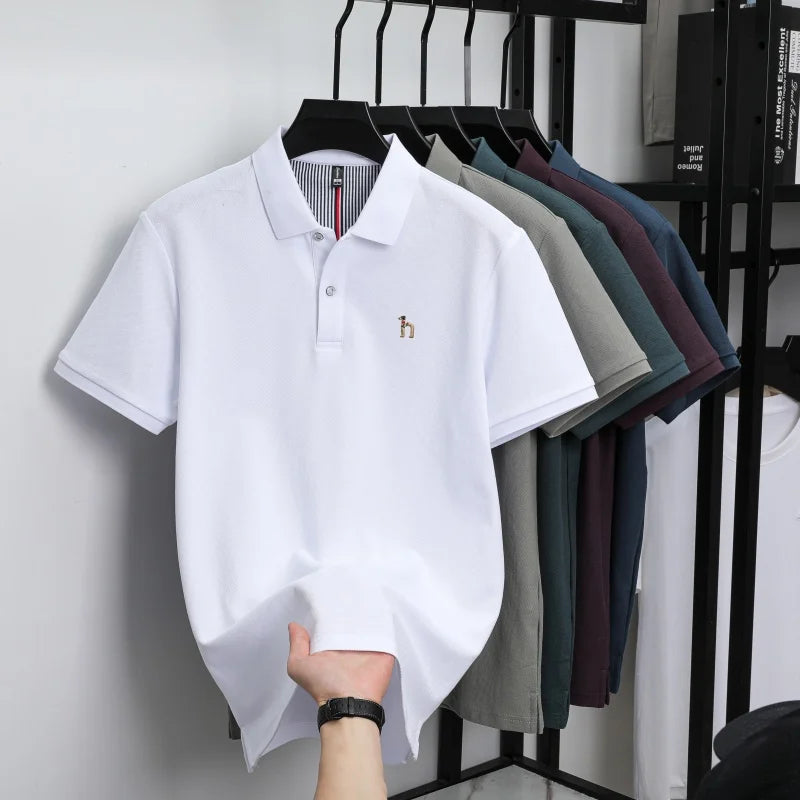 Men’s Luxury Cotton Polo Shirt Short Sleeve Embroidered, Summer Casual - Inarah Trade Ltd