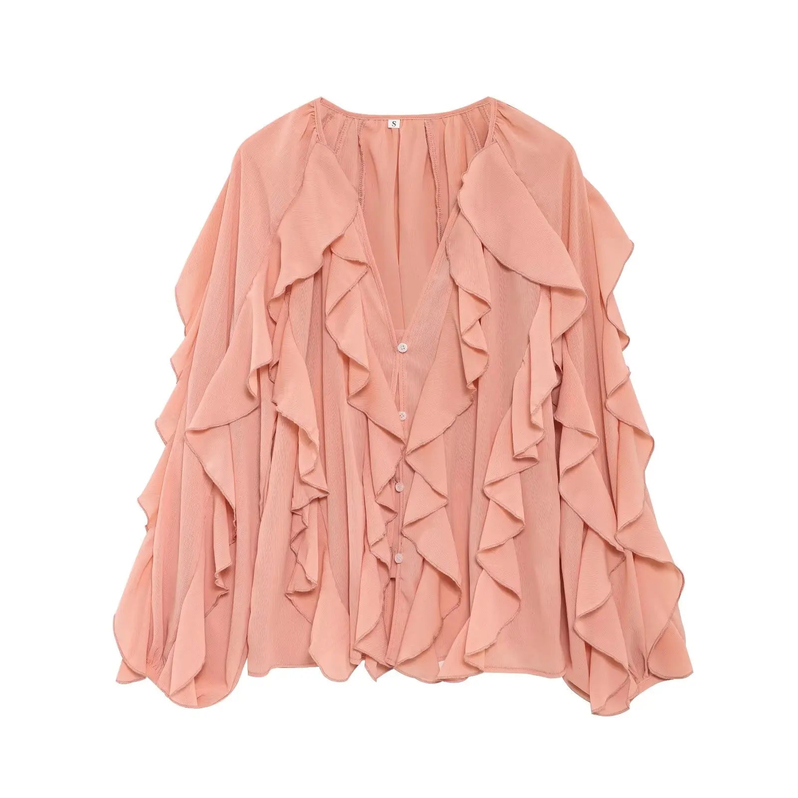 Oversized Ruffle Shirt – Wine Red Long Sleeve Blouse - Inarah Trade Ltd