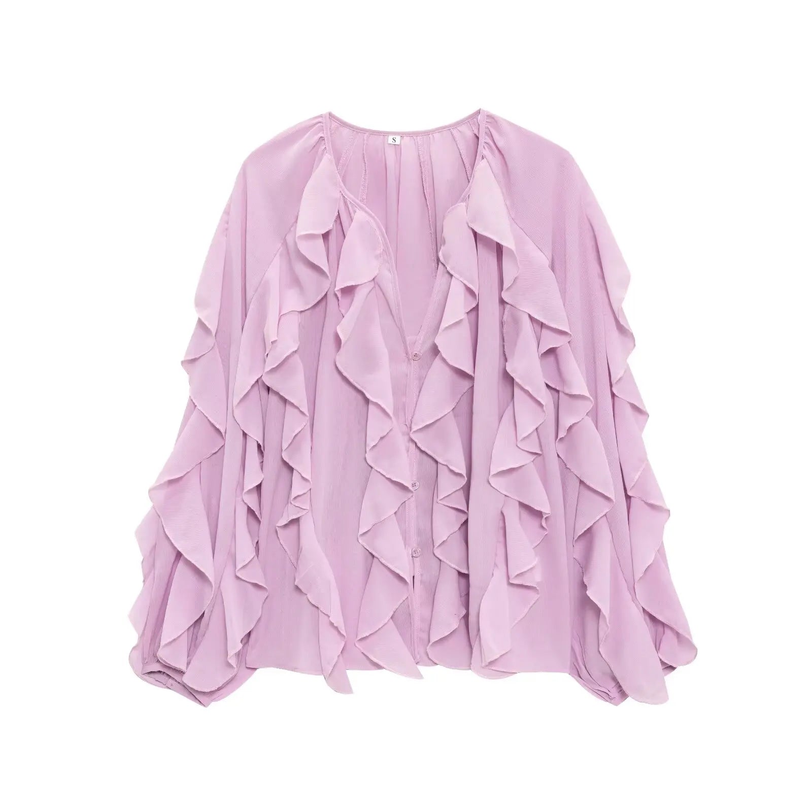 Oversized Ruffle Shirt – Wine Red Long Sleeve Blouse - Inarah Trade Ltd