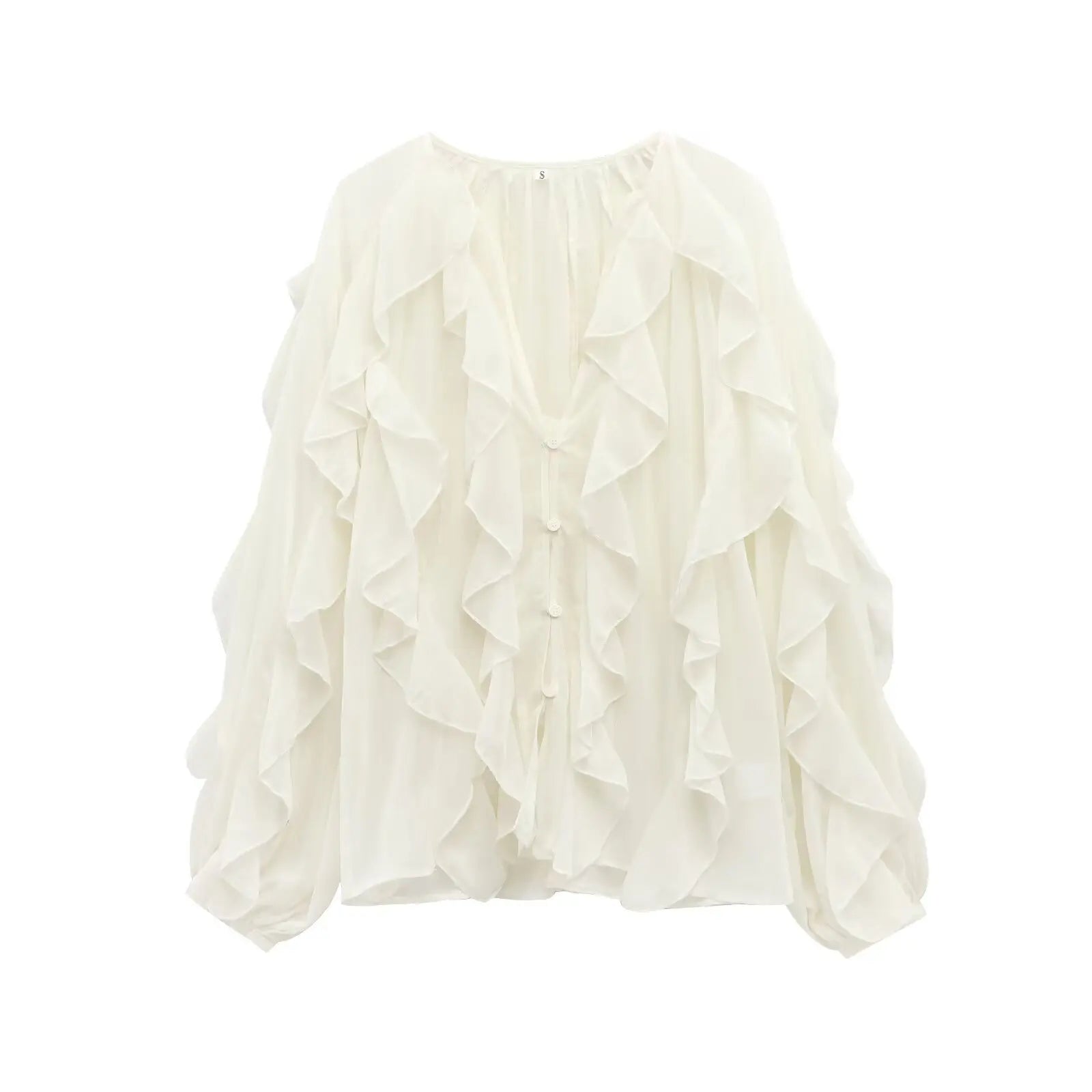 Oversized Ruffle Shirt – Wine Red Long Sleeve Blouse - Inarah Trade Ltd