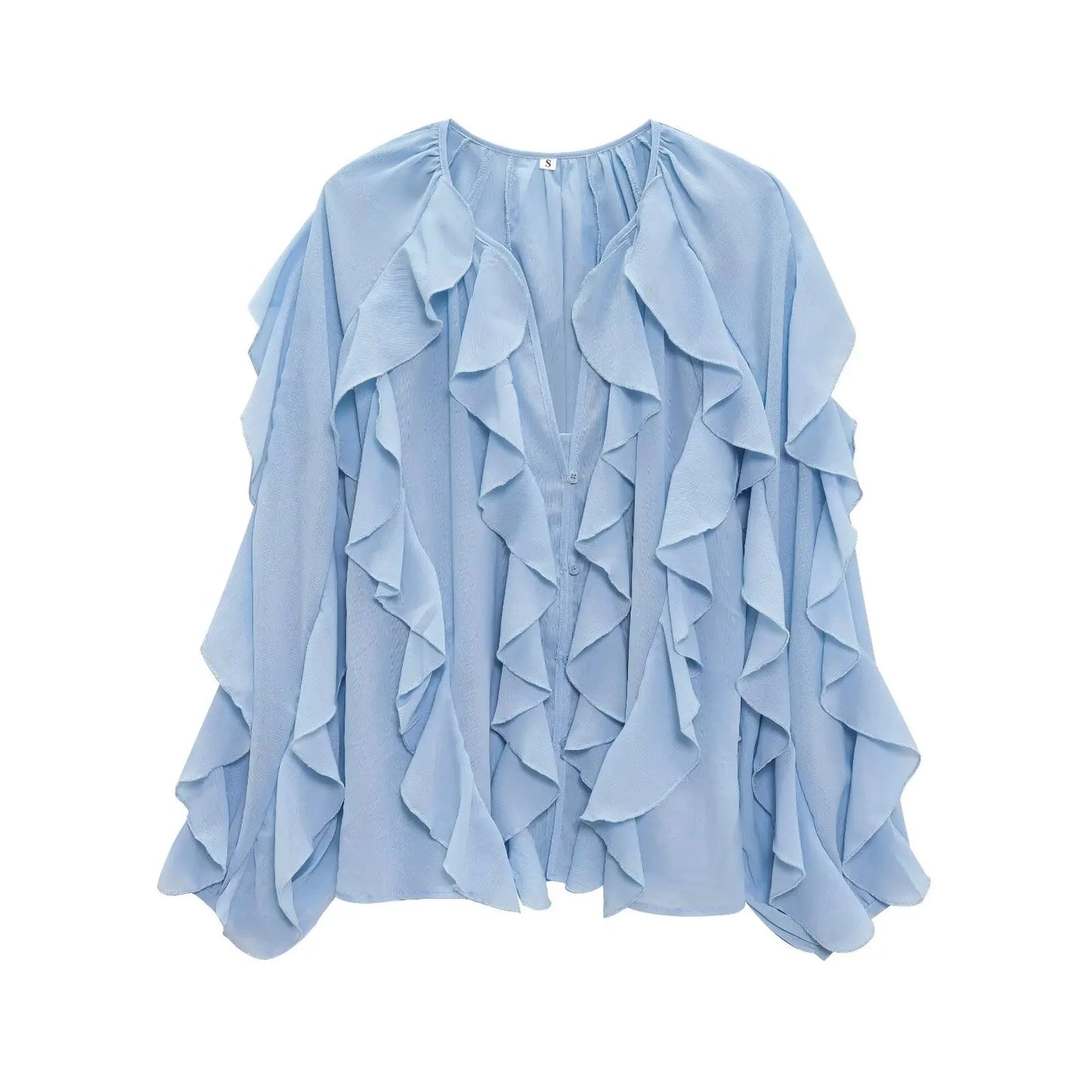 Oversized Ruffle Shirt – Wine Red Long Sleeve Blouse - Inarah Trade Ltd