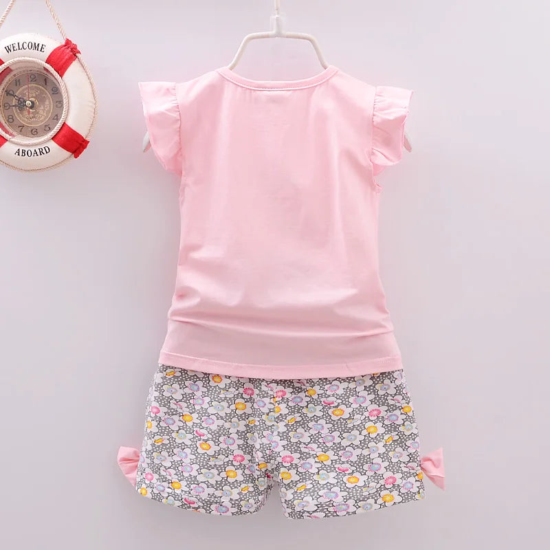 Baby Girl Summer Clothing Set – Lollipop Print T-Shirt & Shorts - Inarah Trade Ltd