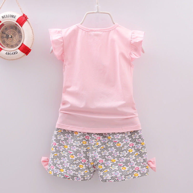Baby Girl Summer Clothing Set – Lollipop Print T-Shirt & Shorts - Inarah Trade Ltd