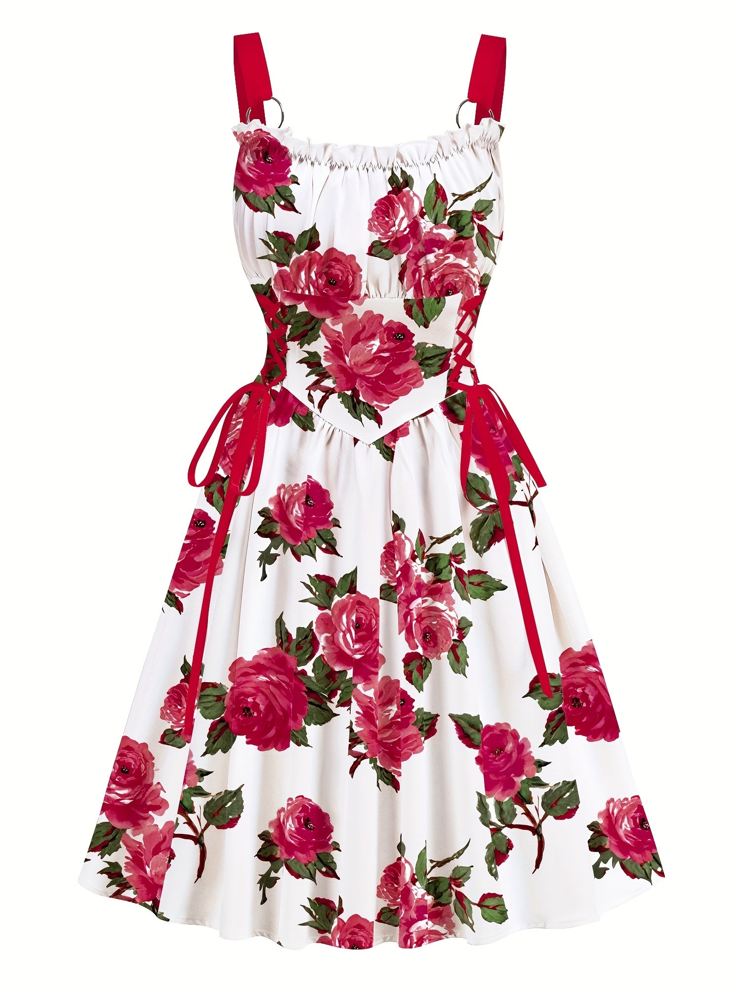 Off-Shoulder Floral Maxi Dress – Ribbon Waist Detail - Inarah Trade Ltd