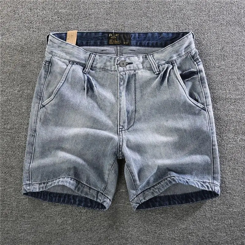 Men’s Vintage Slim Fit Distressed Denim Shorts – Korean Style - Inarah Trade Ltd
