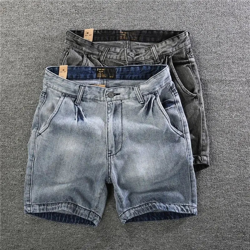 Men’s Vintage Slim Fit Distressed Denim Shorts – Korean Style - Inarah Trade Ltd