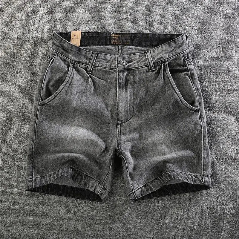 Men’s Vintage Slim Fit Distressed Denim Shorts – Korean Style - Inarah Trade Ltd