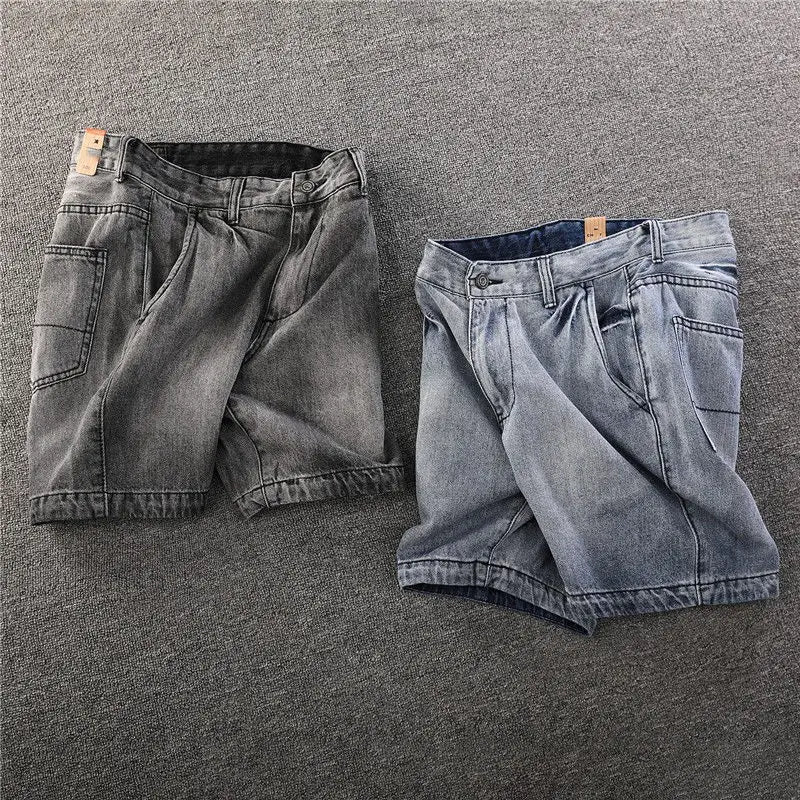 Men’s Vintage Slim Fit Distressed Denim Shorts – Korean Style - Inarah Trade Ltd