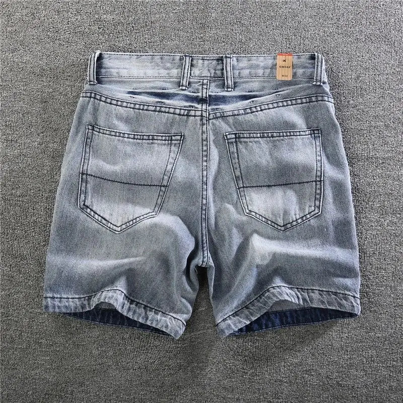 Men’s Vintage Slim Fit Distressed Denim Shorts – Korean Style - Inarah Trade Ltd