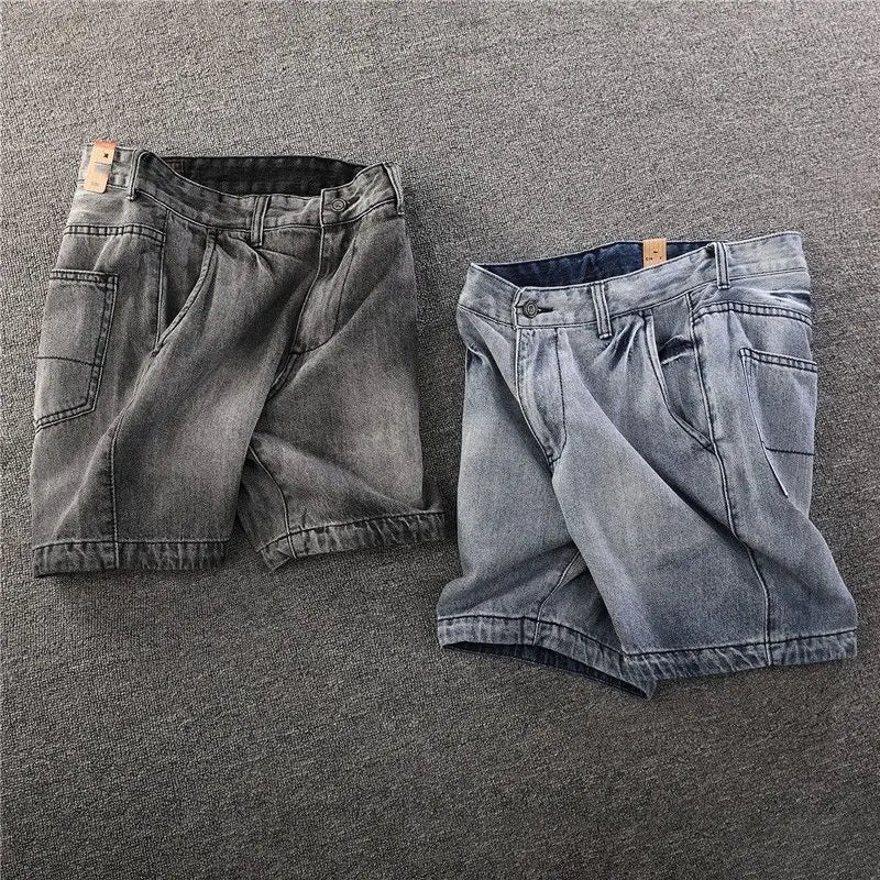 Men’s Vintage Slim Fit Distressed Denim Shorts – Korean Style - Inarah Trade Ltd