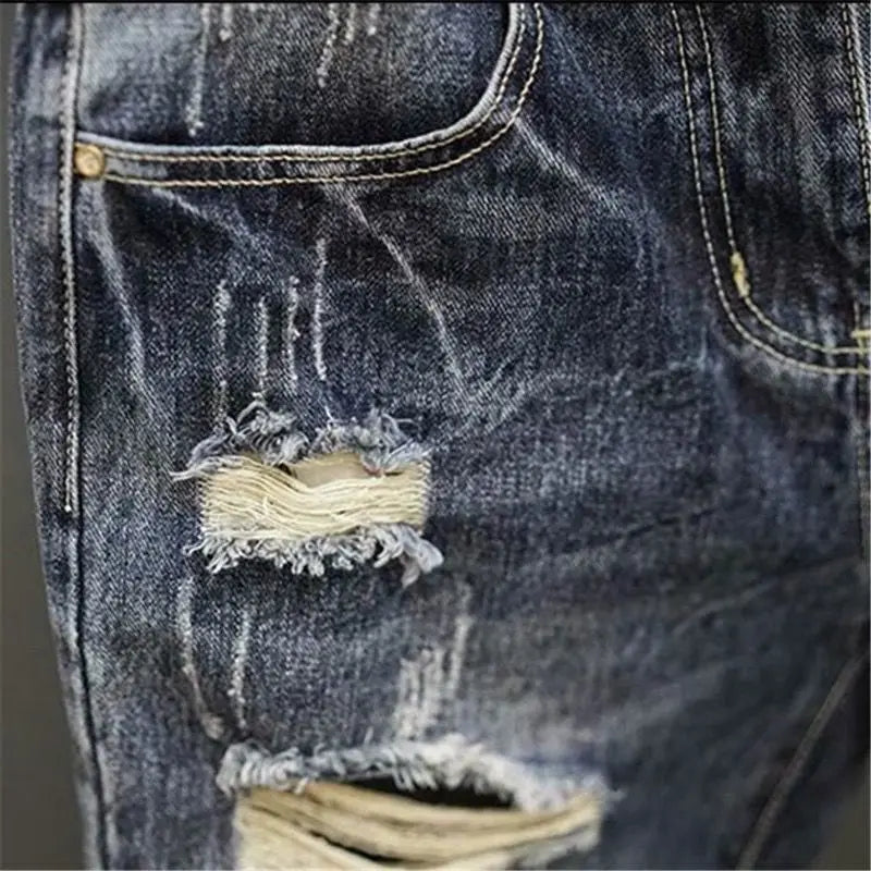 Vintage Distressed Denim Shorts – Men’s Slim Fit Luxury Style - Inarah Trade Ltd