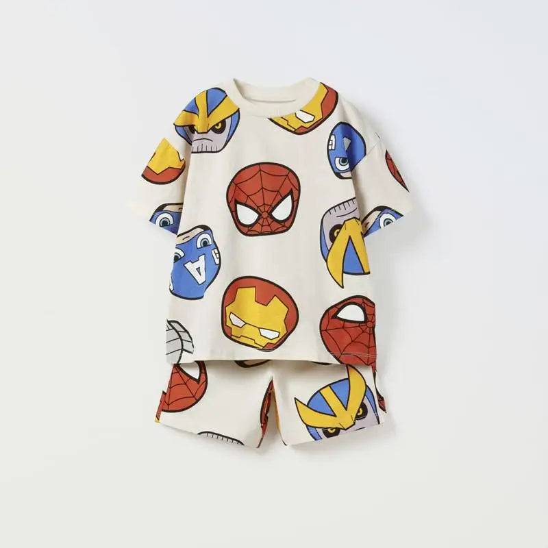 2025 Baby Boys' Cartoon Tracksuit – Summer T-Shirt & Shorts Set (2-Piece) - Inarah Trade Ltd