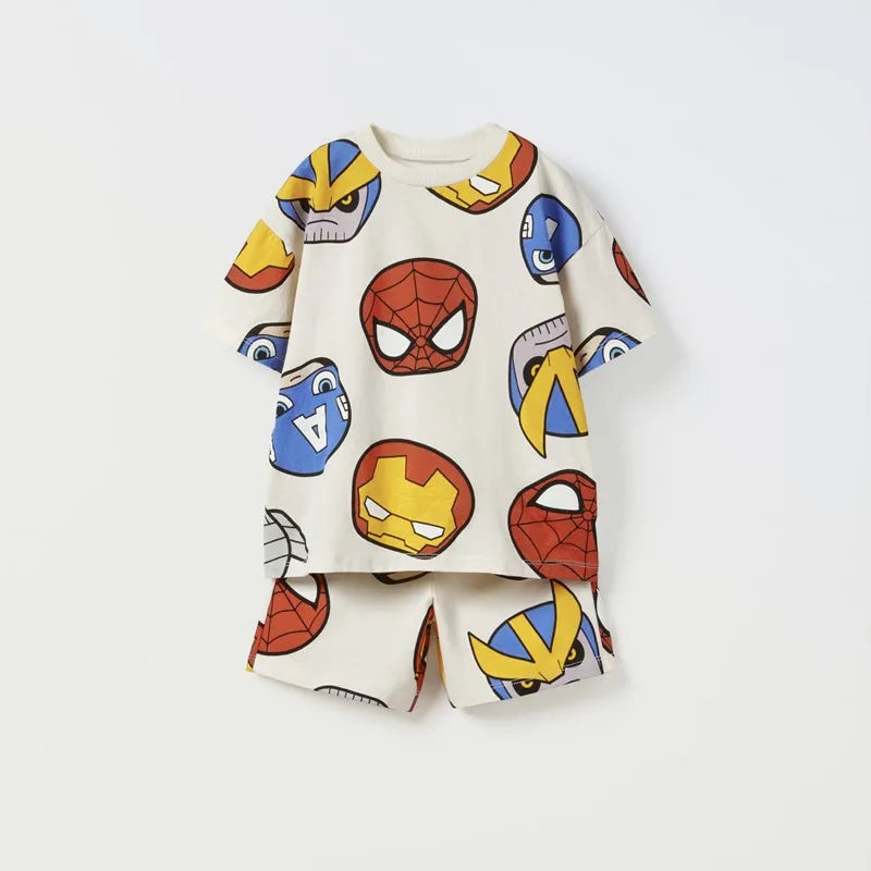 2025 Baby Boys' Cartoon Tracksuit – Summer T-Shirt & Shorts Set (2-Piece) - Inarah Trade Ltd