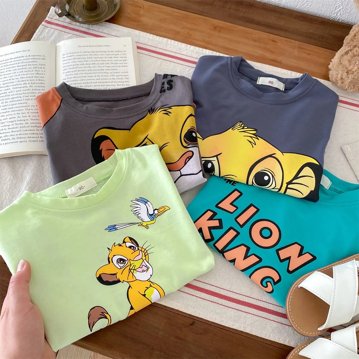 Kids’ Cartoon Simba T-Shirt – Boys’ Summer Short Sleeve Tee - Inarah Trade Ltd