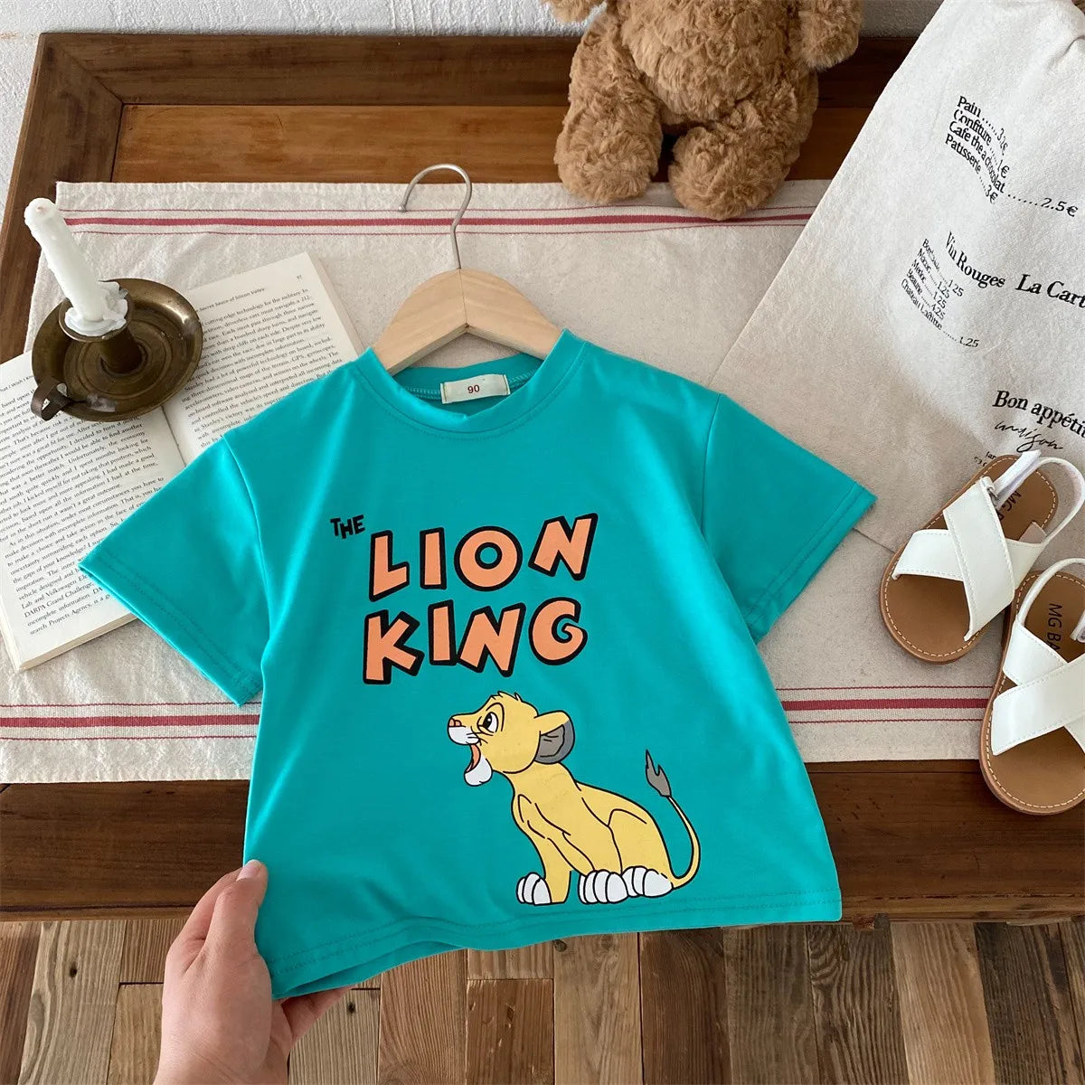 Kids’ Cartoon Simba T-Shirt – Boys’ Summer Short Sleeve Tee - Inarah Trade Ltd