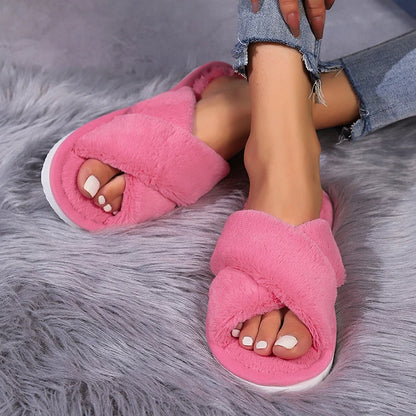 Women’s Fluffy Cross Slippers - Inarah Trade Ltd