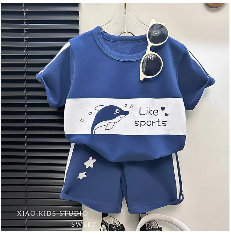 2025 Kids Striped Summer Set – Short Sleeve Top & Shorts (2-Piece) - Inarah Trade Ltd