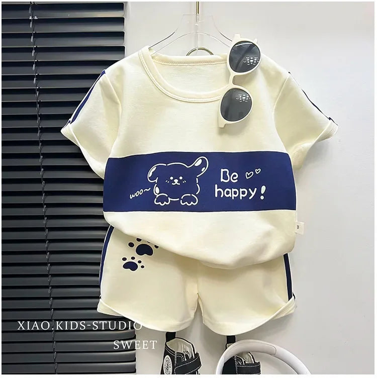2025 Kids Striped Summer Set – Short Sleeve Top & Shorts (2-Piece) - Inarah Trade Ltd