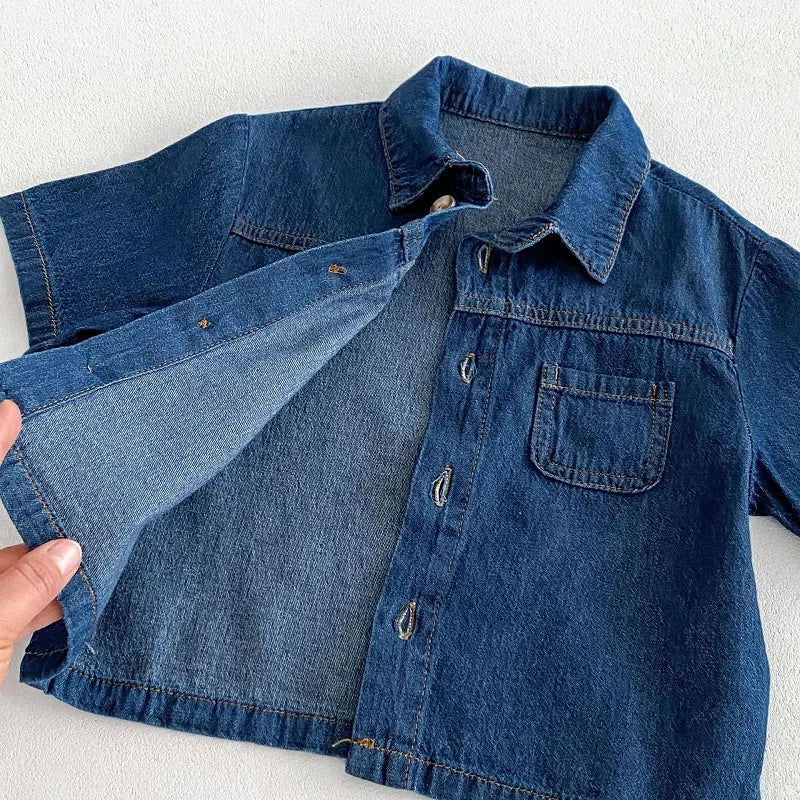 Kids’ Summer Denim Set – Short Sleeve Top & Shorts - Inarah Trade Ltd