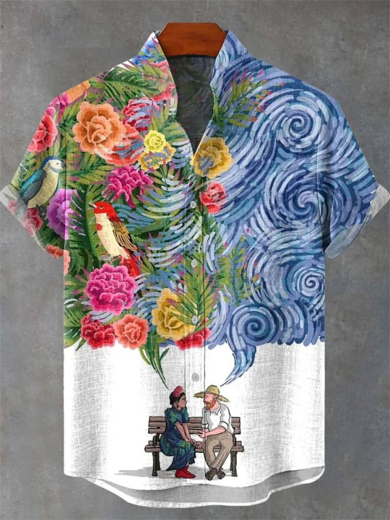 Men’s 3D Print Linen Shirt – 2025 Premium Casual Hawaiian Style - Inarah Trade Ltd