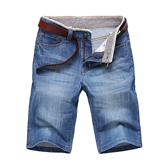 Men’s Summer Thin Cotton Denim Shorts – Solid Straight Fit - Inarah Trade Ltd
