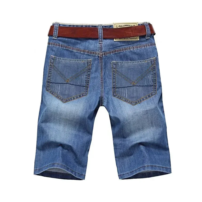 Men’s Summer Thin Cotton Denim Shorts – Solid Straight Fit - Inarah Trade Ltd