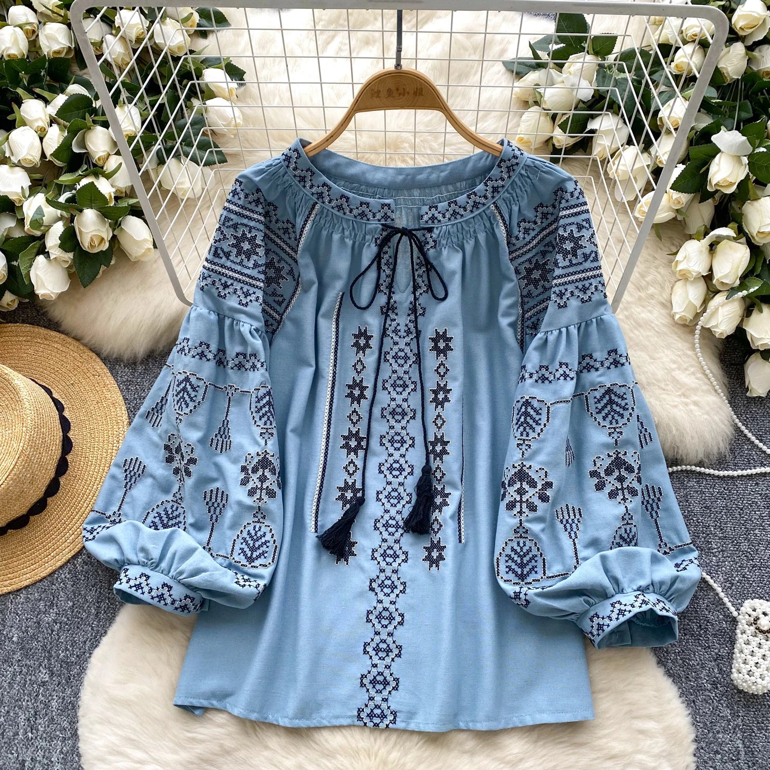 Gothic Lace-Up Long Sleeve T-Shirt – Women’s Embroidered Slim Fit Top - Inarah Trade Ltd