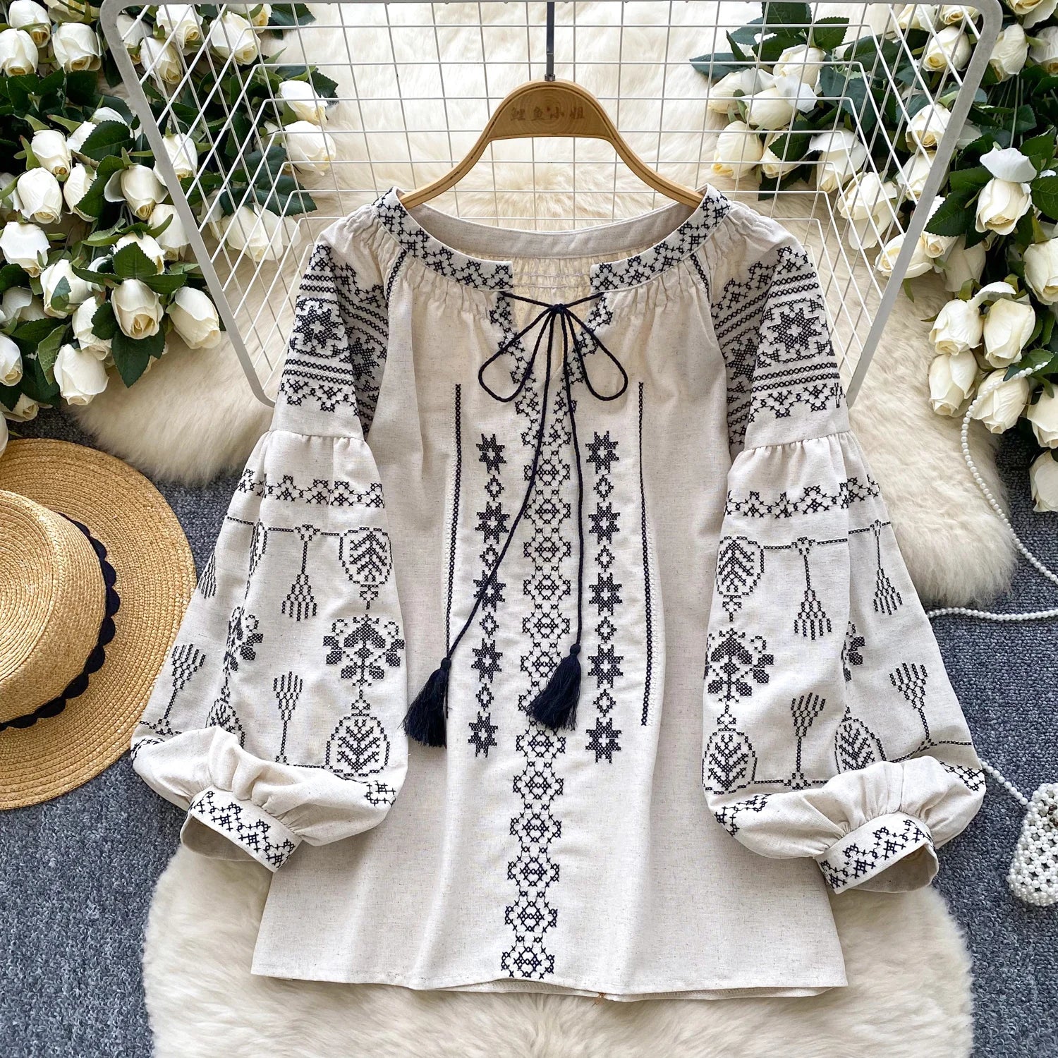 Gothic Lace-Up Long Sleeve T-Shirt – Women’s Embroidered Slim Fit Top - Inarah Trade Ltd