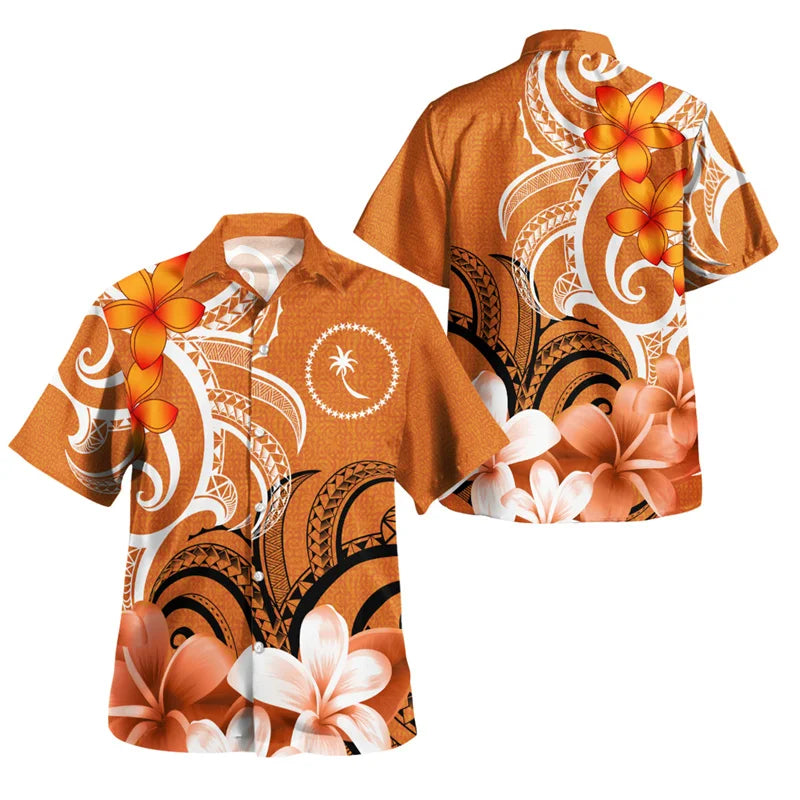 Men’s Harajuku Summer 3D Chuuk State Flag Graphic Shirt - Inarah Trade Ltd